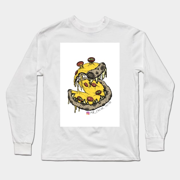 Pizza eats you instead Long Sleeve T-Shirt by Mister Cacho